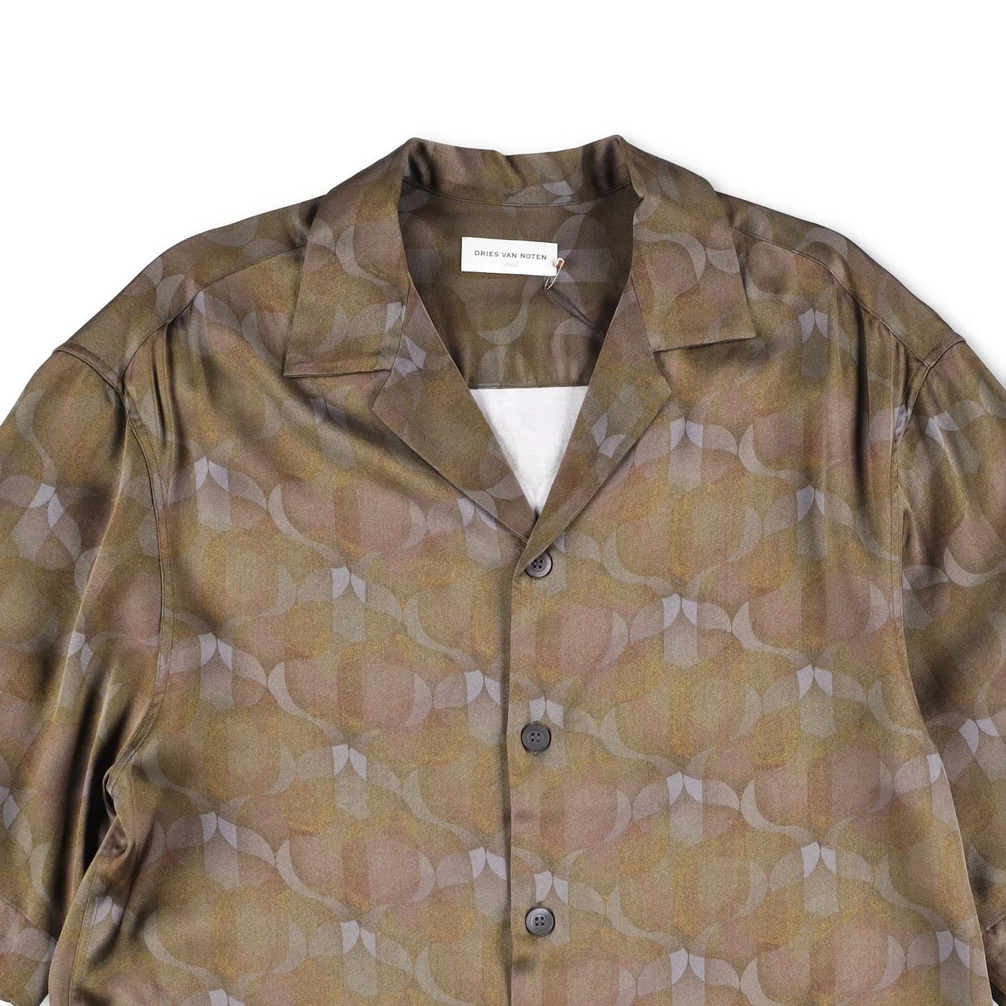 DRIES VAN NOTEN Mens Cassi Embroider Shirt Button-Up Green Short Sleeve S RRP753 — View 2
