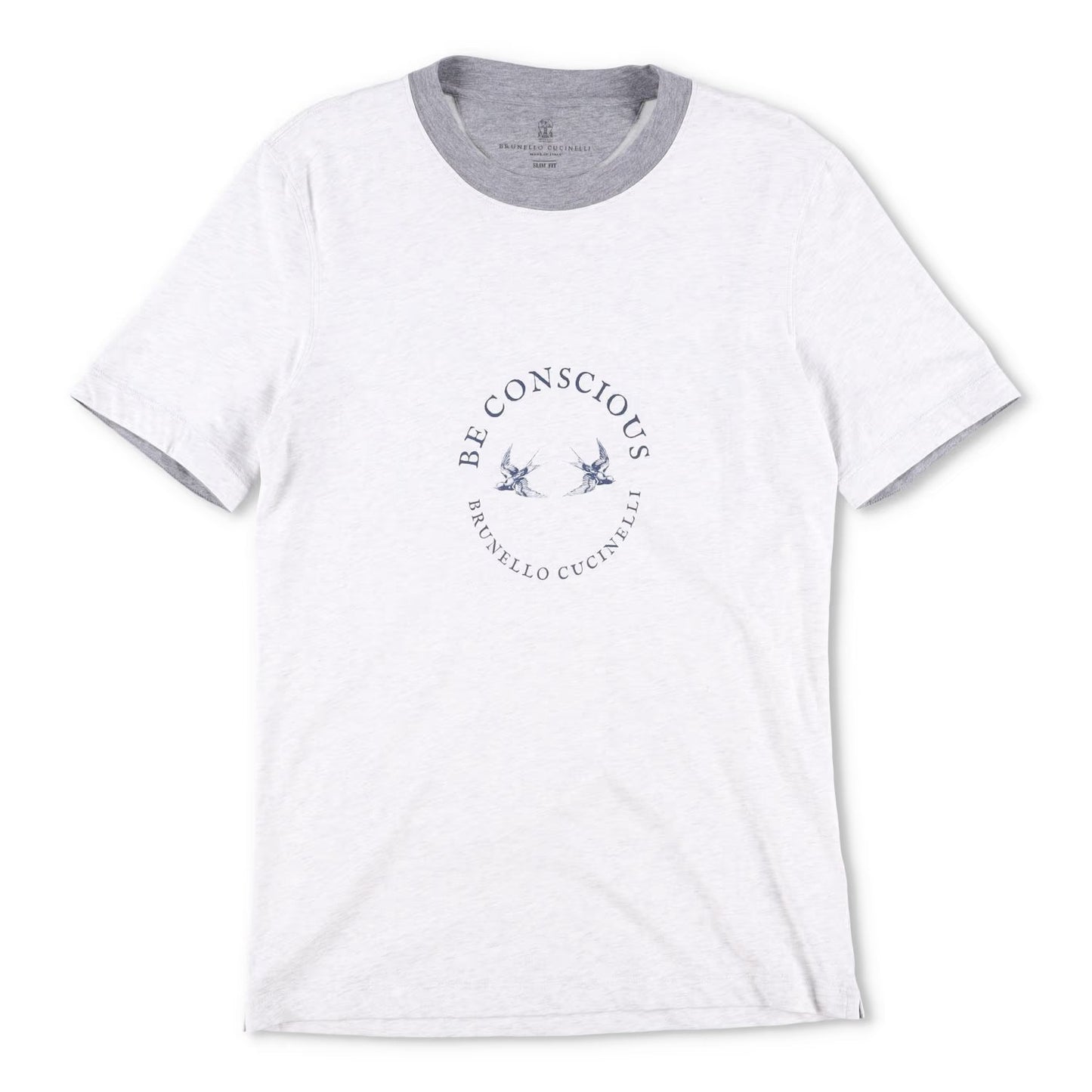 BRUNELLO CUCINELLI Mens T-Shirt White Cotton Crew Neck Short Sleeve XS RRP 300