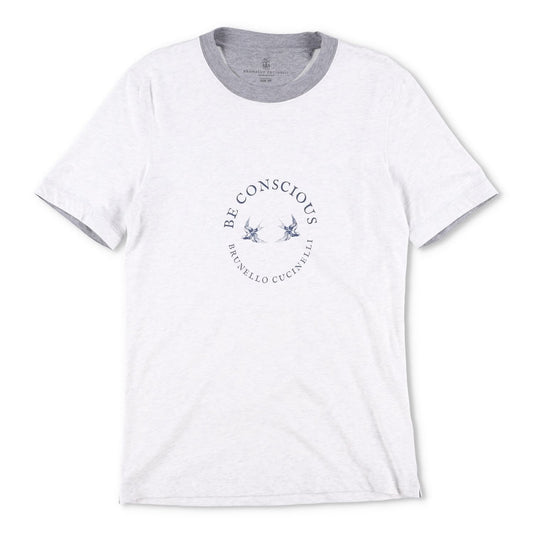 BRUNELLO CUCINELLI Mens T-Shirt White Cotton Crew Neck Short Sleeve XS RRP 300