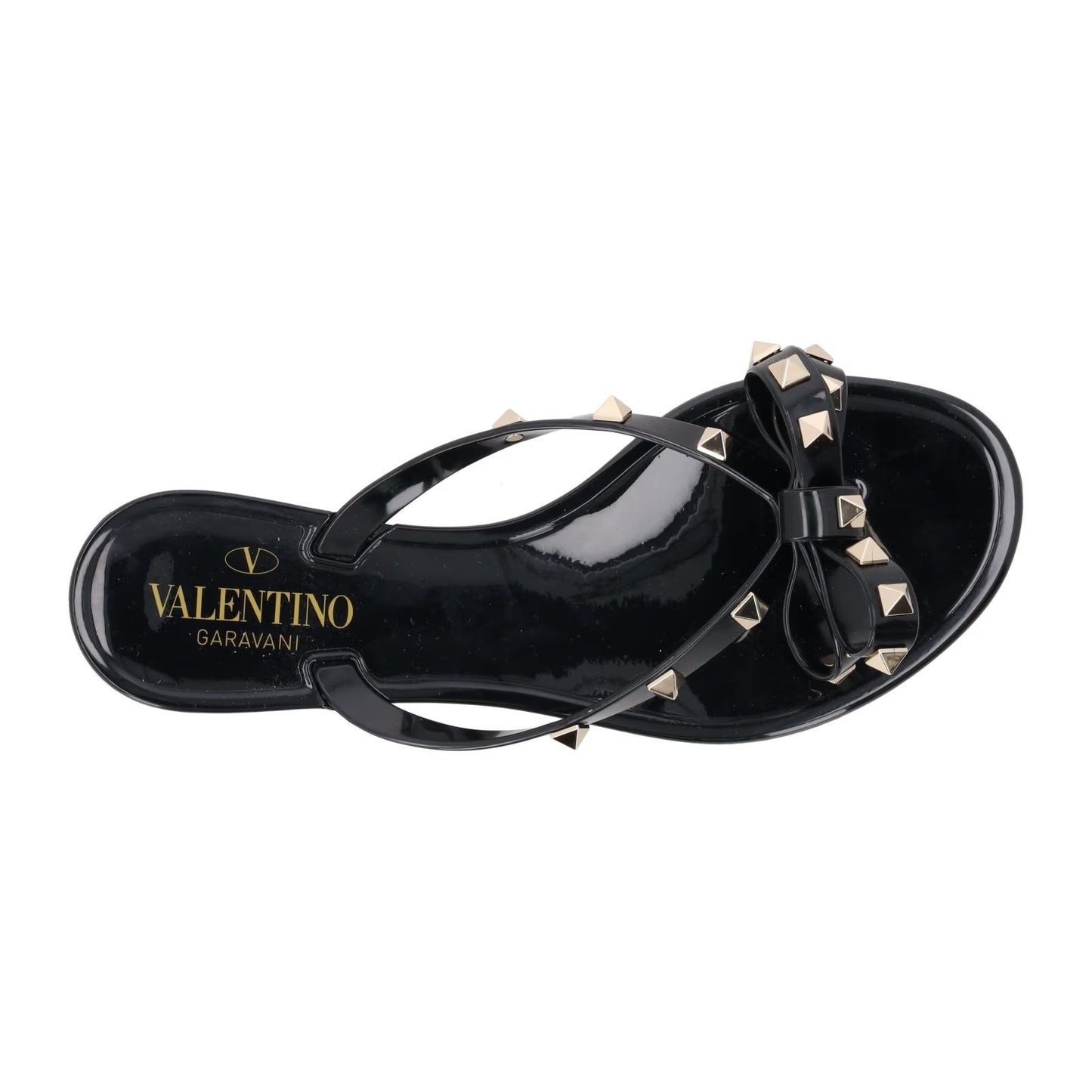 VALENTINO Womens Rockstud Collection Black PVC Flat Sandals Open Toe EU36 RRP380 — View 7
