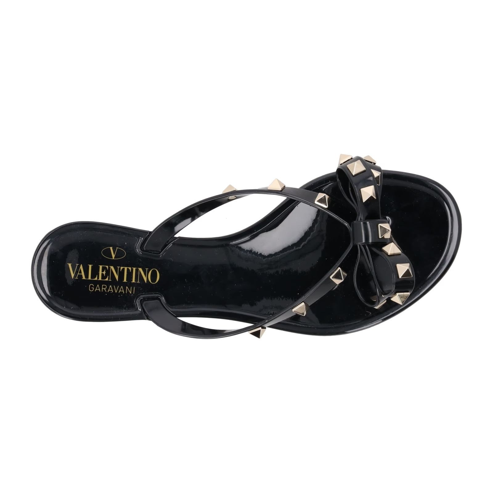 VALENTINO Womens Rockstud Collection Black PVC Flat Sandals Open Toe EU36 RRP380 — View 7
