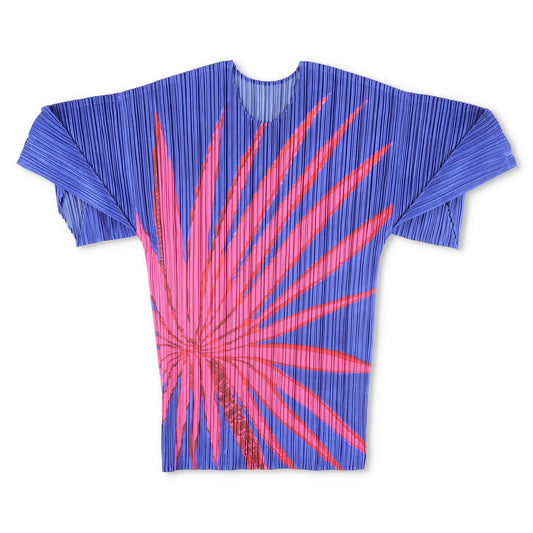 ISSEY MIYAKE Womens Kimono Blue T-Shirt Polyester Pleated Geometric 3 RRP 240