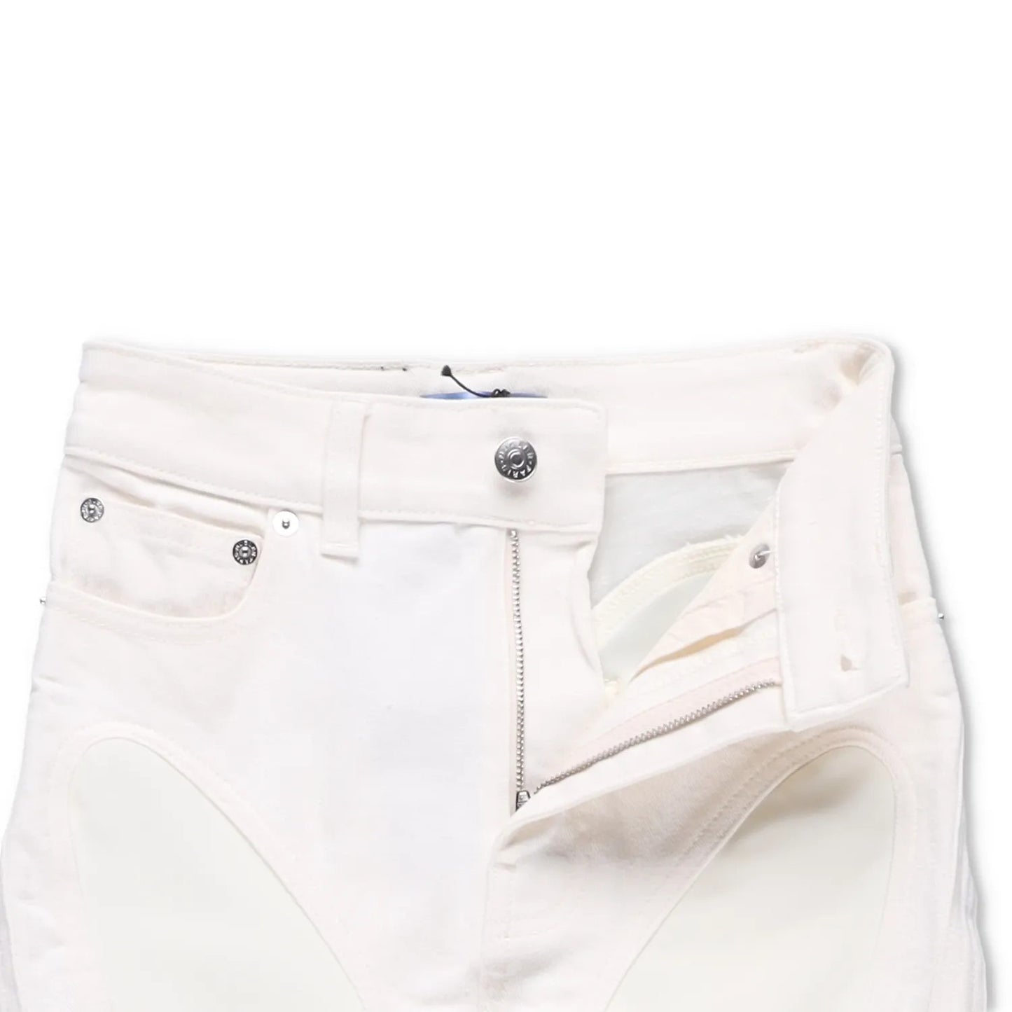 MUGLER Womens Skinny Jeans High Waist Tonal Inserts Split Hem White 34 RRP 575 — View 6