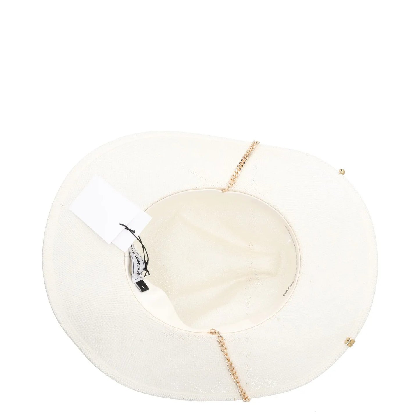 RUSLAN BAGINSKIY Womens Pierced Chain Strap Fedora Hat White Size L RRP 400 — View 8