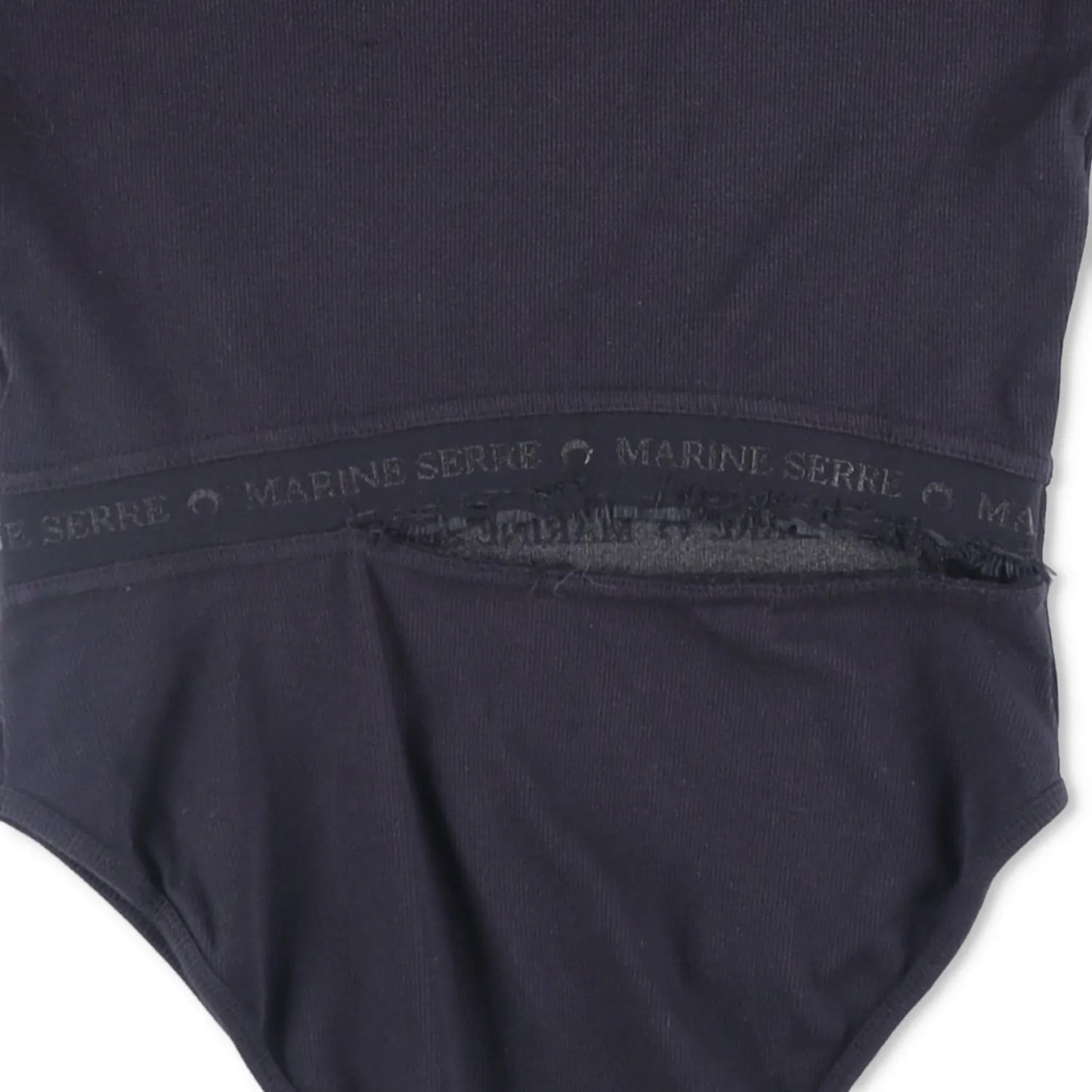 MARINE SERRE Womens Organic Cotton Rib 2X2 One-Piece Bodysuit Black L RRP 260 — View 11