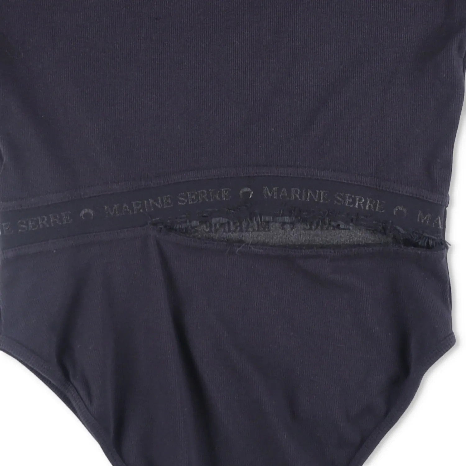 MARINE SERRE Womens Organic Cotton Rib 2X2 One-Piece Bodysuit Black L RRP 260 — View 11
