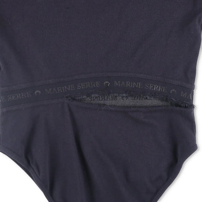 MARINE SERRE Womens Organic Cotton Rib 2X2 One-Piece Bodysuit Black L RRP 260 — View 11