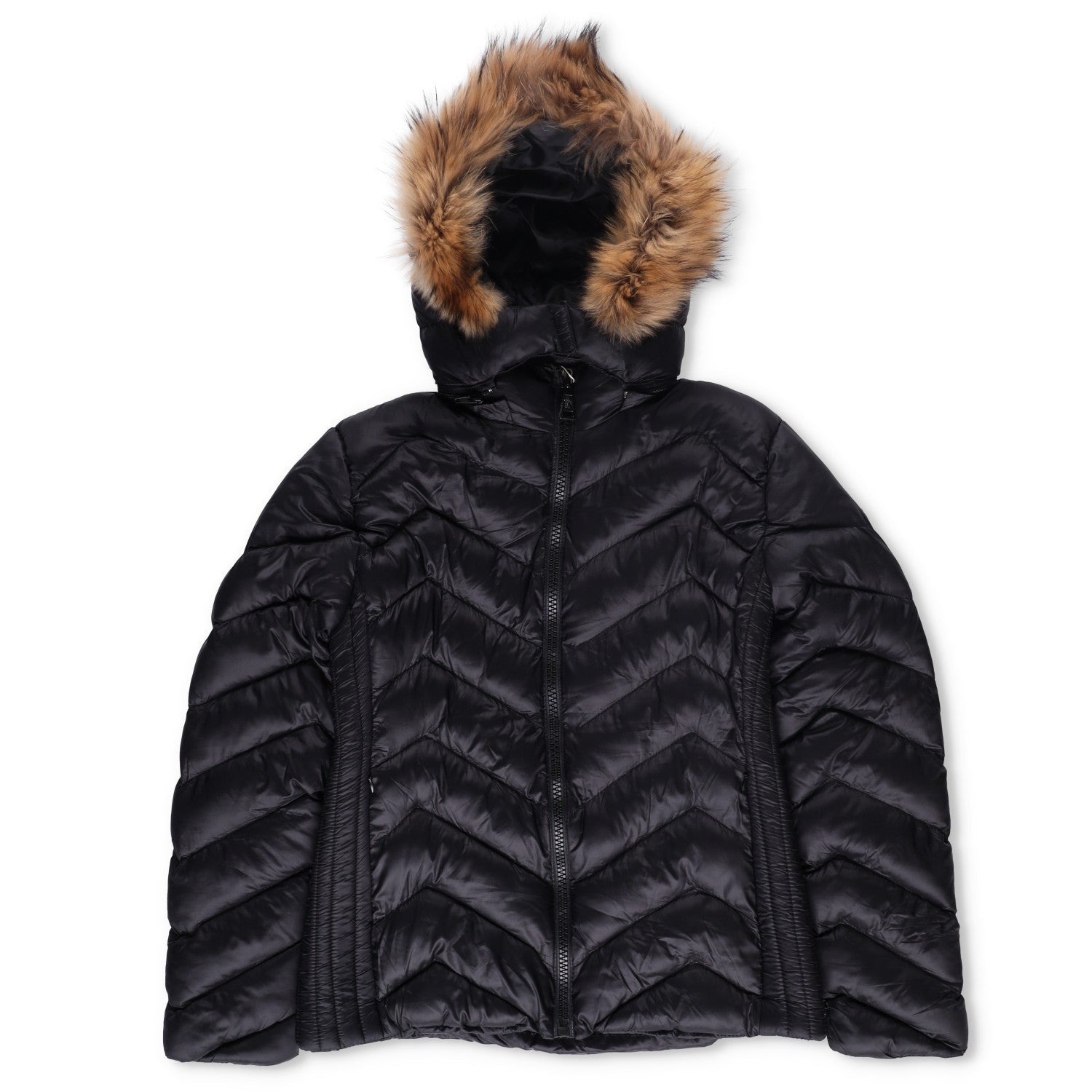 MONCLER Womens Makaluu Fur Hood Lined Jacket Nylon Size Large Black RRP1500 — View 5