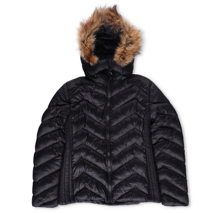 MONCLER Womens Makaluu Fur Hood Lined Jacket Nylon Size Large Black RRP1500 — View 5