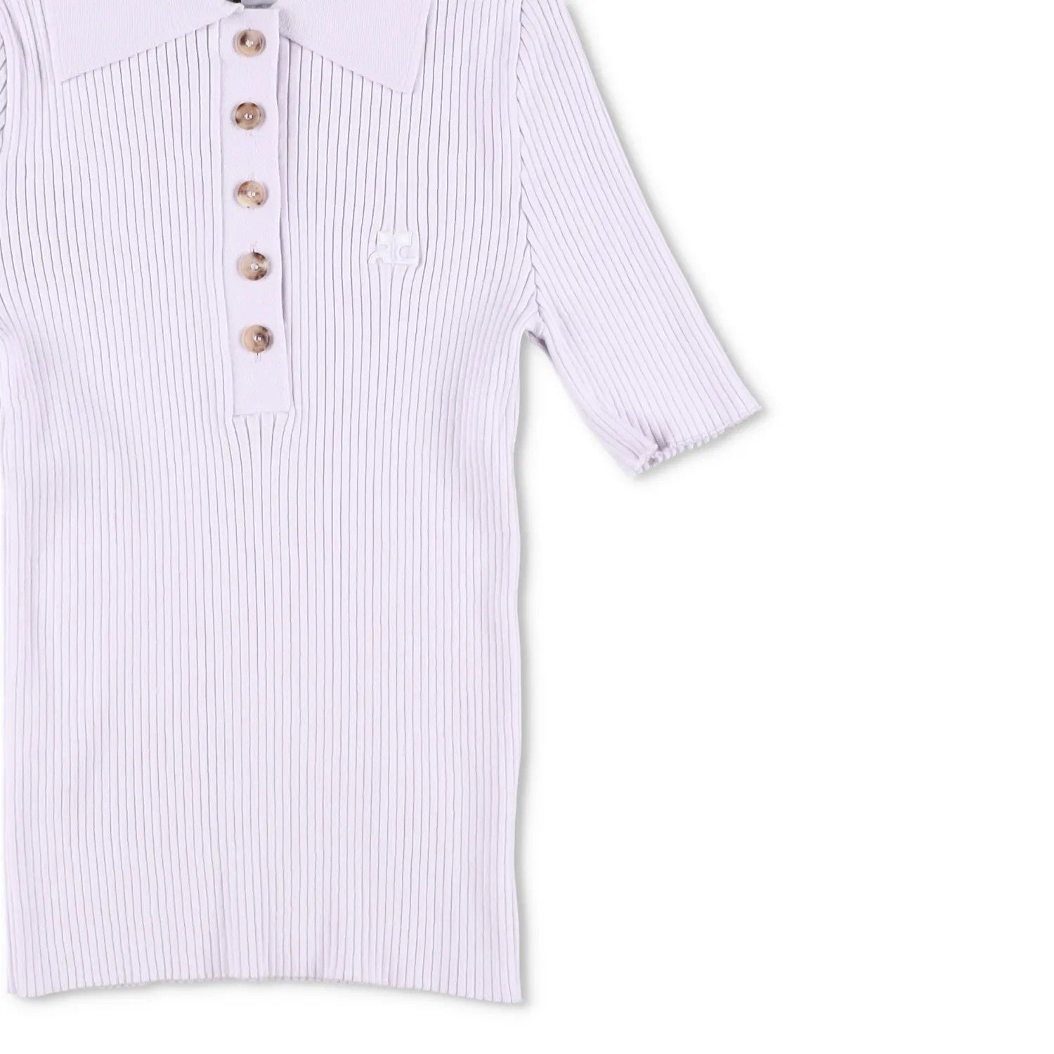 COURREGES Womens Rib Knit Polo Basic Blouse Purple Collared Buttoned XL RRP 440 — View 5