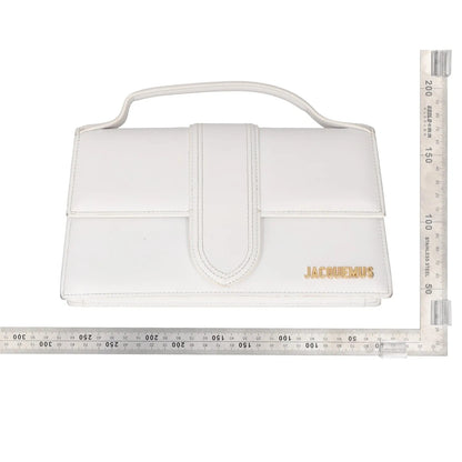 JACQUEMUS Womens Top Handle Bag White Leather Gold Logo Size M RRP 600 — View 12