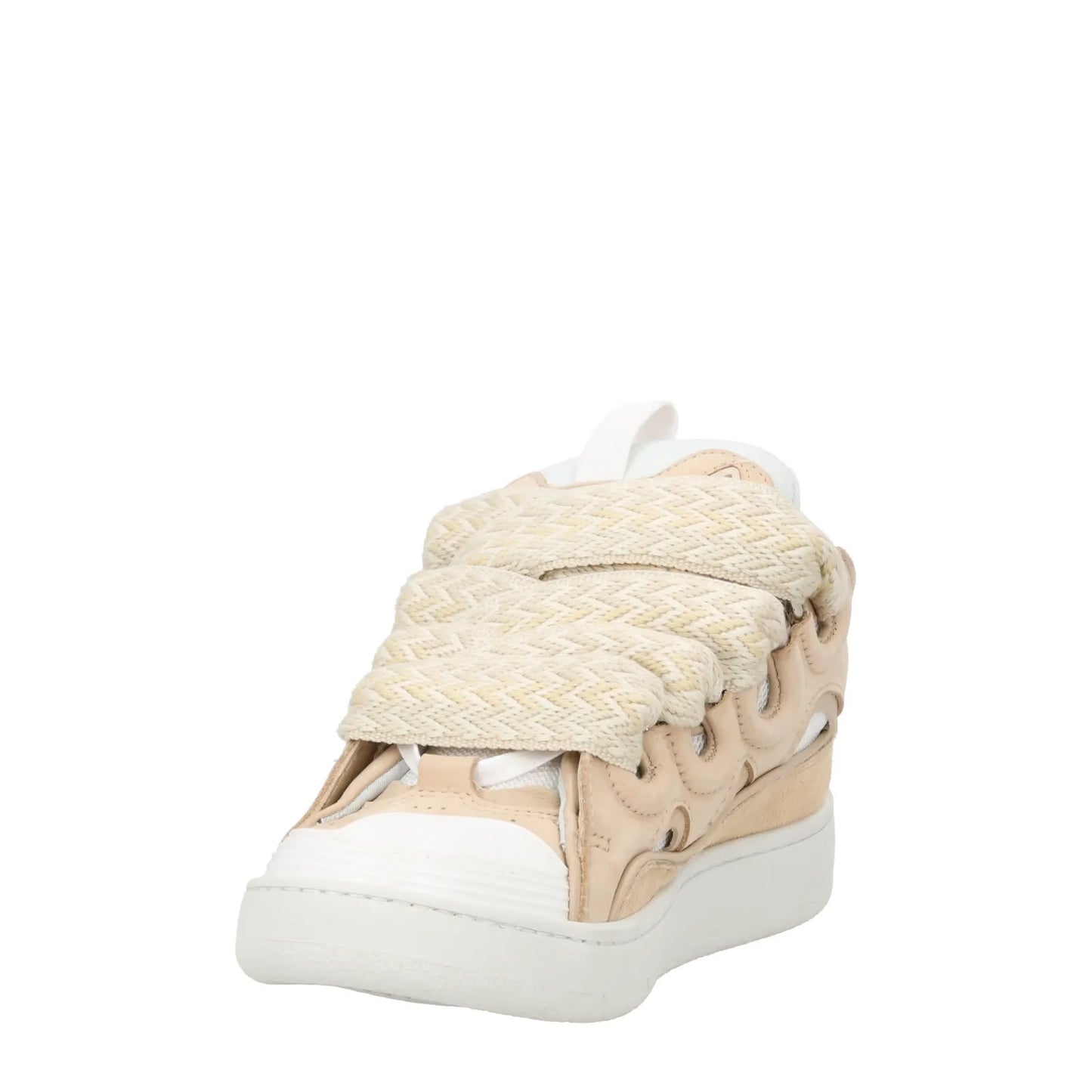 LANVIN Womens Curb Sneaker Beige Leather Low Top Trainers Lace Up UK 2 RRP 720 — View 3