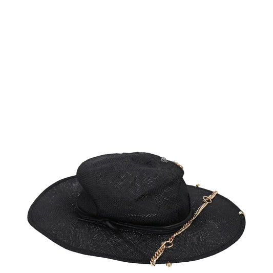 RUSLAN BAGINSKIY Womens Chain Strap Fedora Hat Black Chain Strap Size L RRP 363