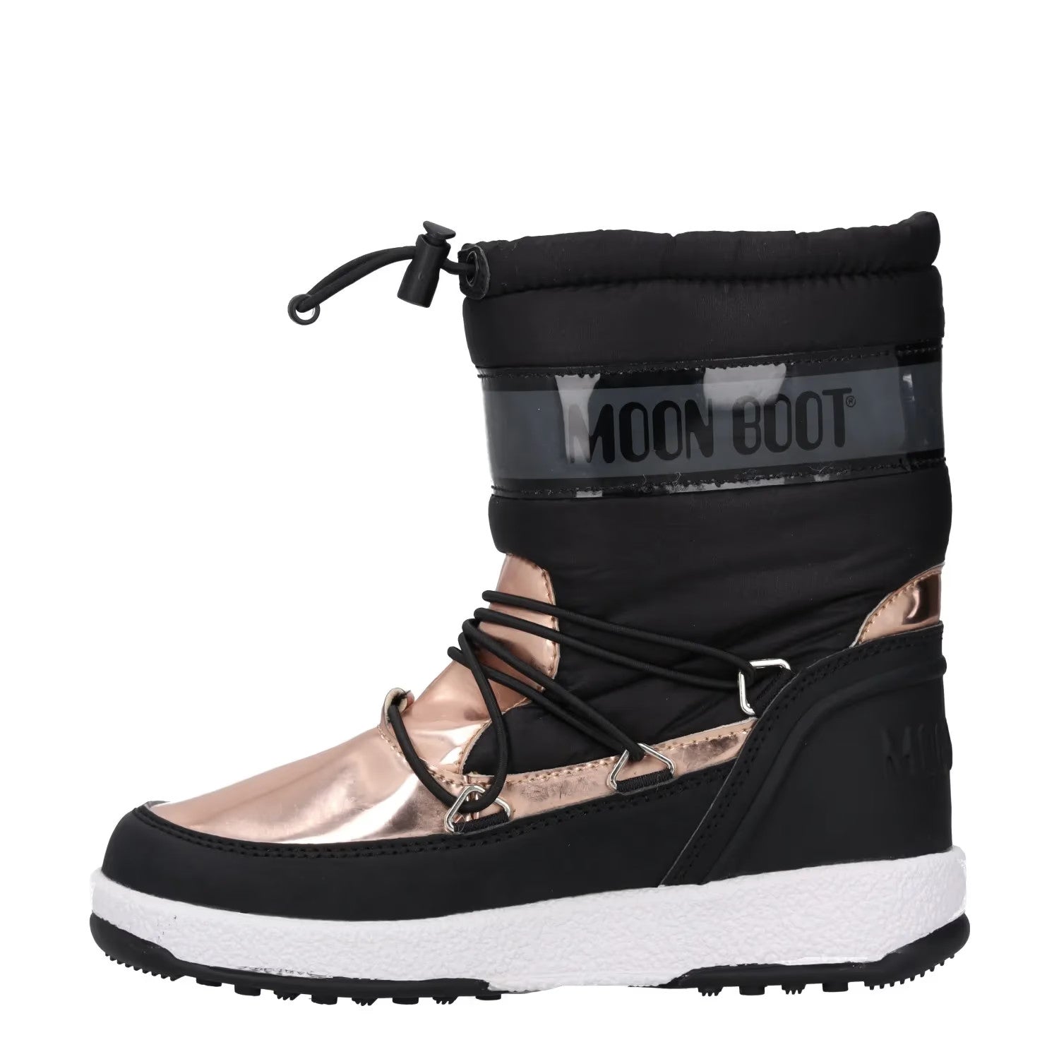 MOONBOOT Womens Mid Calf Snow Boots Drawstring Closure Black Gold UK12.5 RRP 150 — View 4