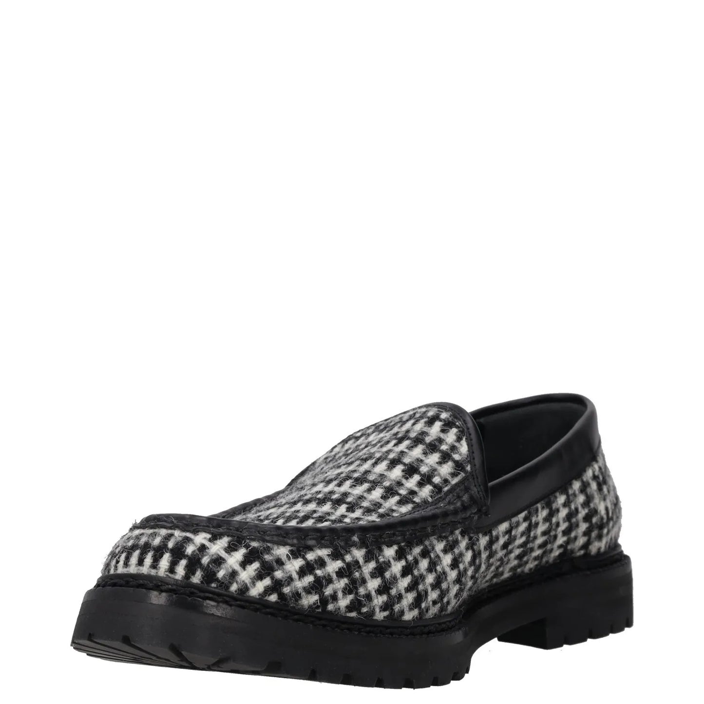 MANOLO BLAHNIK Womens Tweed Loafers Black Grey Leather Slip On UK 7 RRP 725 — View 3
