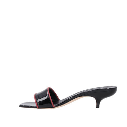 MANOLO BLAHNIK Womens Hemalmu 50 Mid Heel Mule Patent Black UK7 RRP 705 — View 4