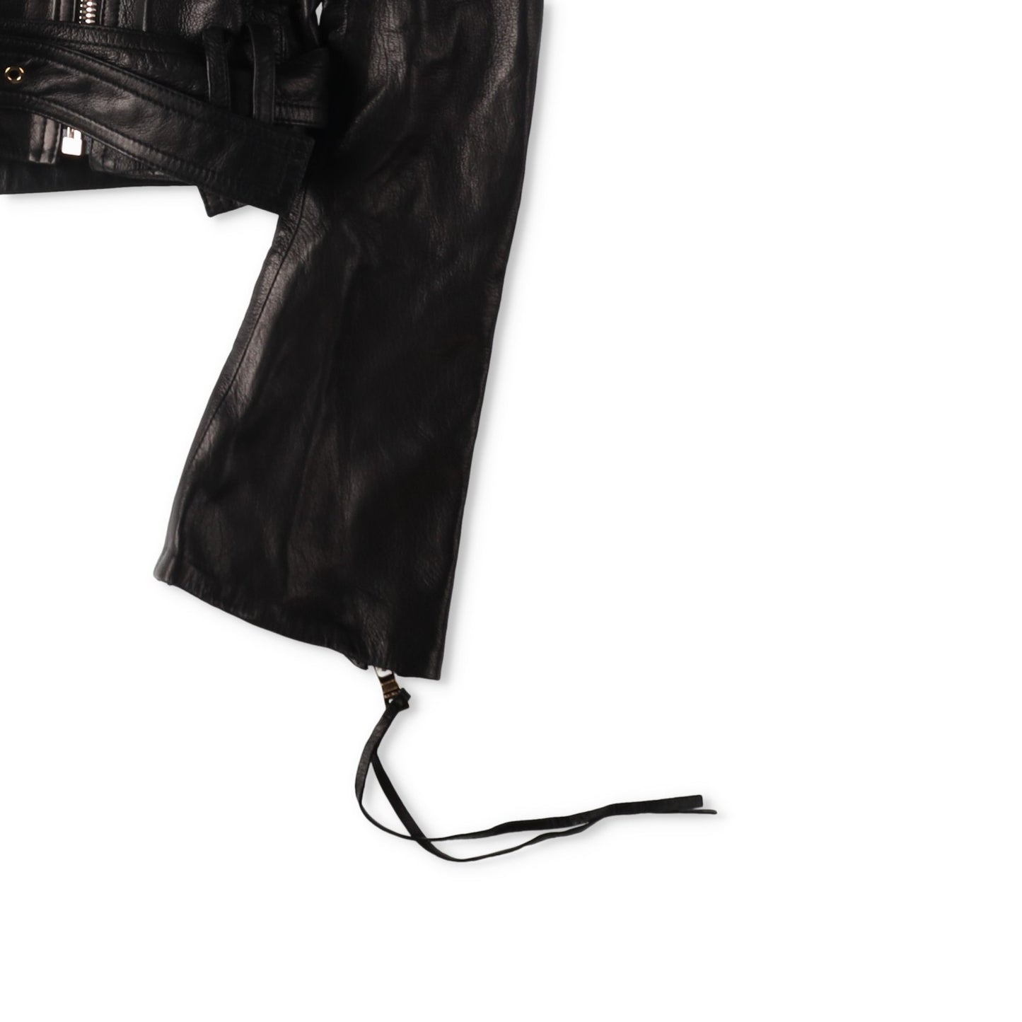 BALMAIN Womens Leather Cropped Biker Jacket Zippers Black Designer RRP3000 — View 6
