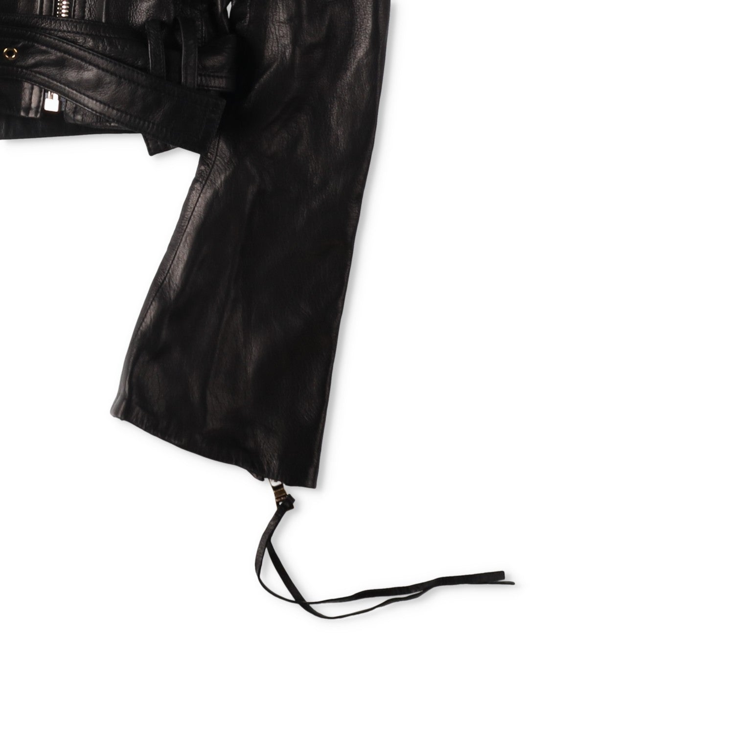 BALMAIN Womens Leather Cropped Biker Jacket Zippers Black Designer RRP3000 — View 6