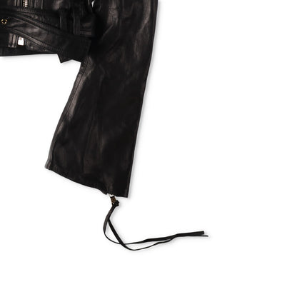 BALMAIN Womens Leather Cropped Biker Jacket Zippers Black Designer RRP3000 — View 6