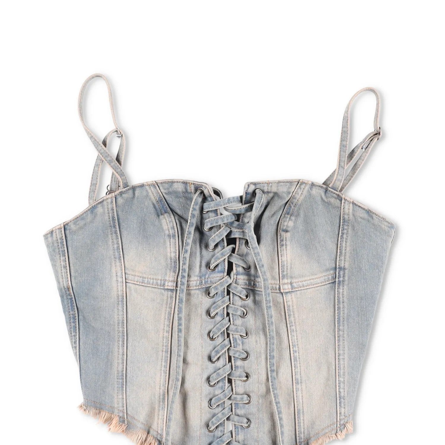 MISBHV Womens Sunset Wash Lara Laced Denim Corset Blue Sleeveless Size M RRP 240 — View 2