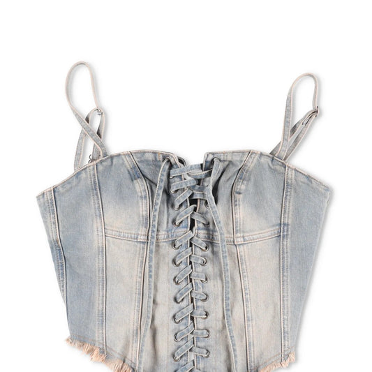 MISBHV Womens Sunset Wash Lara Laced Denim Corset Blue Sleeveless Size M RRP 240 — View 2