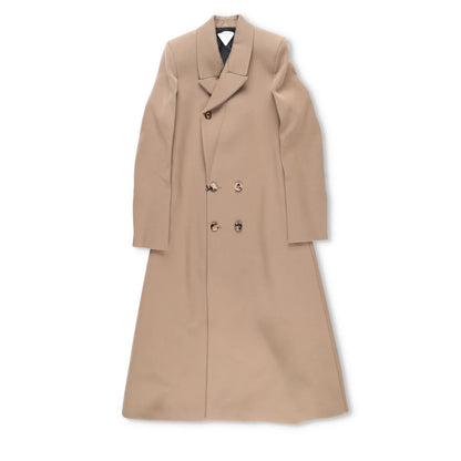 BOTTEGA VENETA Womens Long Beige Wool Coat Double Breasted Size 40 RRP 3500 — View 2
