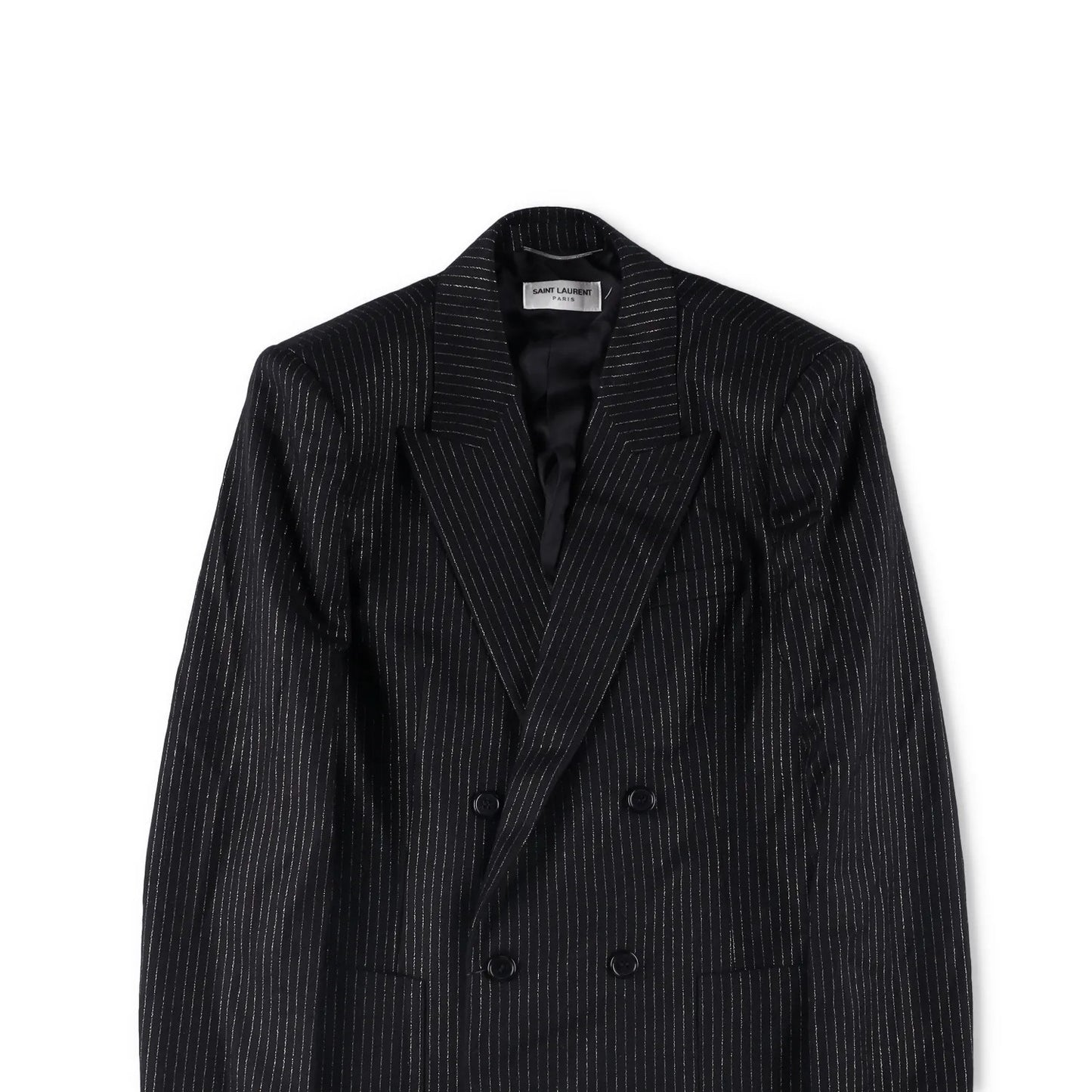 SAINT LAURENT Mens Button Accents Blazer Cotton Blend Black Size 48 RRP 2045 — View 2