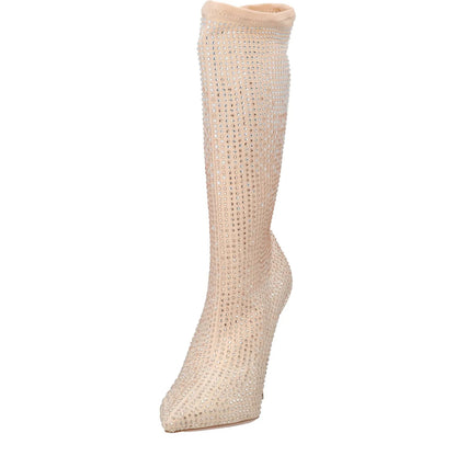 GEDEBE Womens Logan Fabric Boots Beige Mid Calf Stiletto Heel 40 RRP 840 — View 3