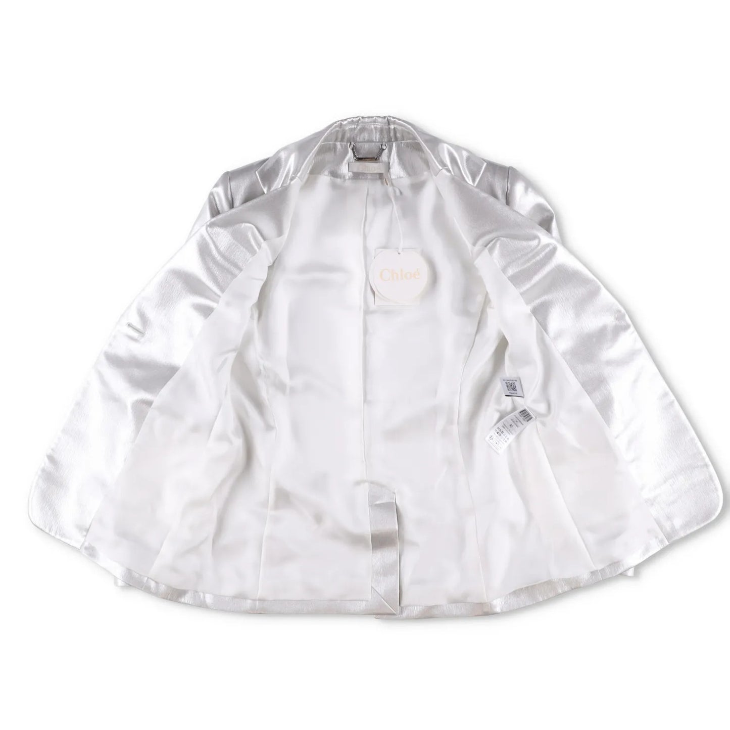 CHLOE Womens Jacket Silver Cloud Blaze Metallic Mid Length Size 40 RRP 2490 — View 5