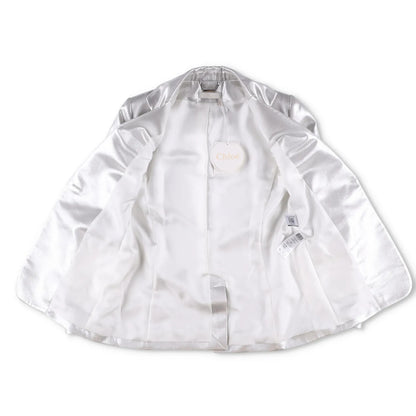 CHLOE Womens Jacket Silver Cloud Blaze Metallic Mid Length Size 40 RRP 2490 — View 5