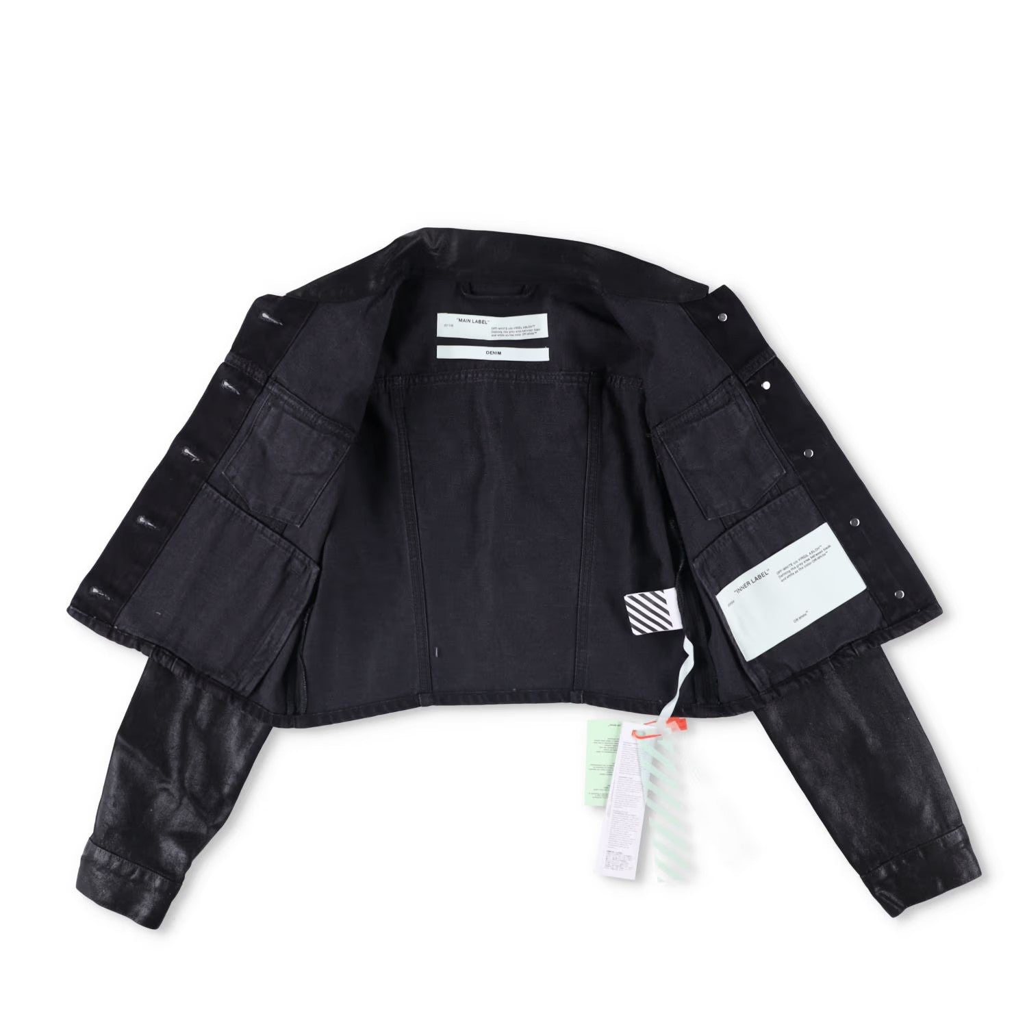 OFF-WHITE Womens Cropped Jacket Black Cotton Button Closure Size 38 RRP 850 — View 12