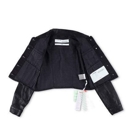 OFF-WHITE Womens Cropped Jacket Black Cotton Button Closure Size 38 RRP 850 — View 12