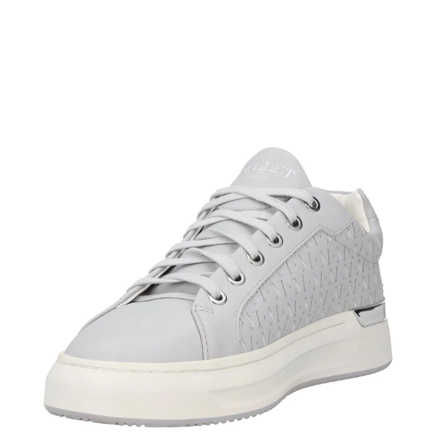 MALLET Mens Trainers Grey Leather Low Top Lace Up White Sole UK 6 RRP 185 — View 3