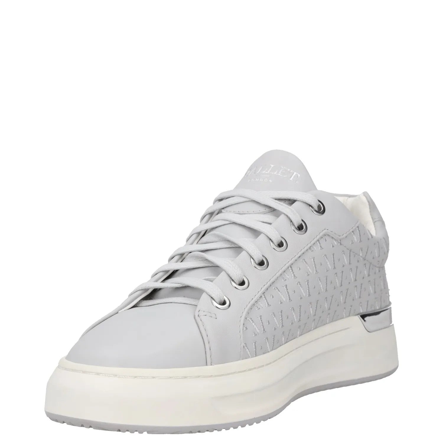 MALLET Mens Trainers Grey Leather Low Top Lace Up White Sole UK 6 RRP 185 — View 3