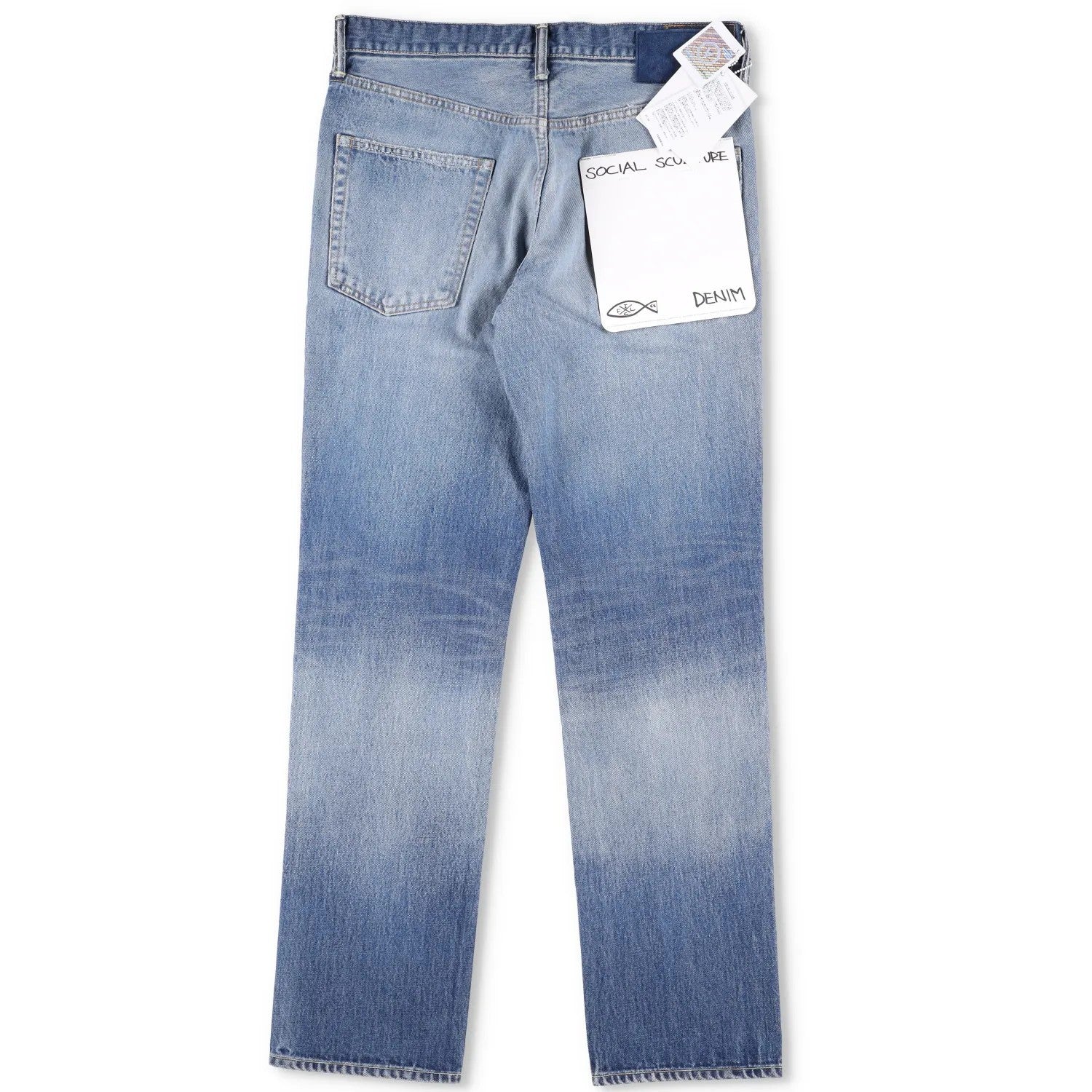 VISVIM Mens Jeans Blue Mid Wash Cotton Front Pacthes Straight Size 34 RRP 1190 — View 6