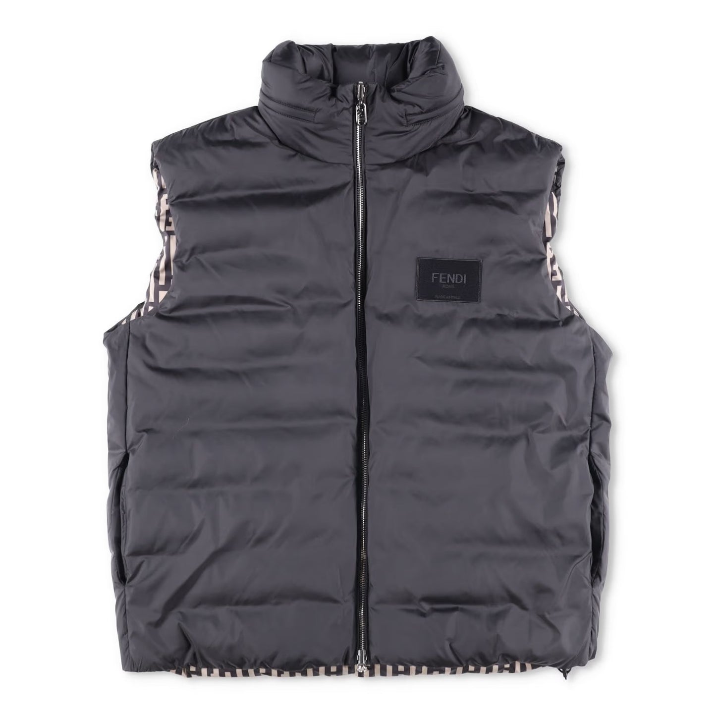 FENDI Mens Puffed Gillet Rev Pad Waistcoat Black Sleeveless Size 46 RRP 1850