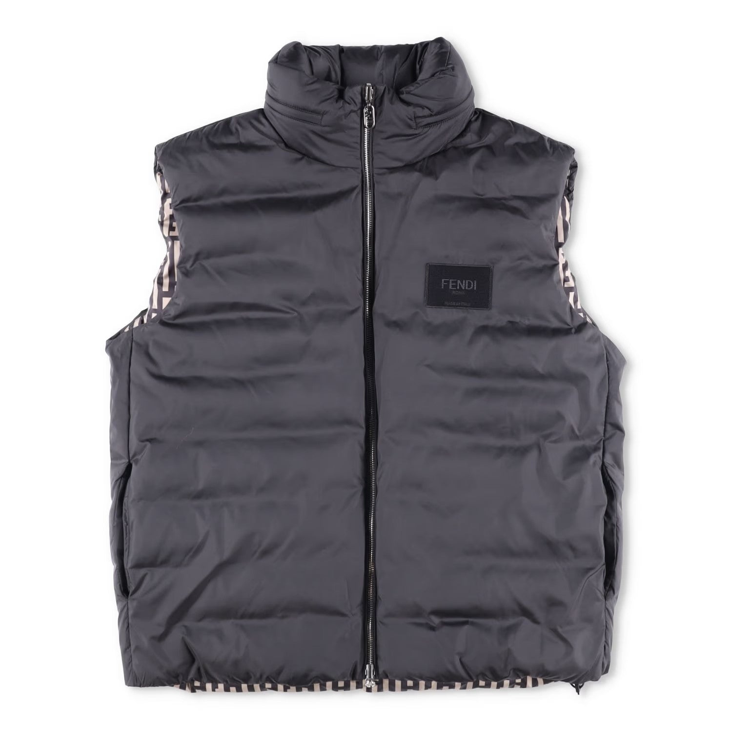 FENDI Mens Puffed Gillet Rev Pad Waistcoat Black Sleeveless Size 46 RRP 1850