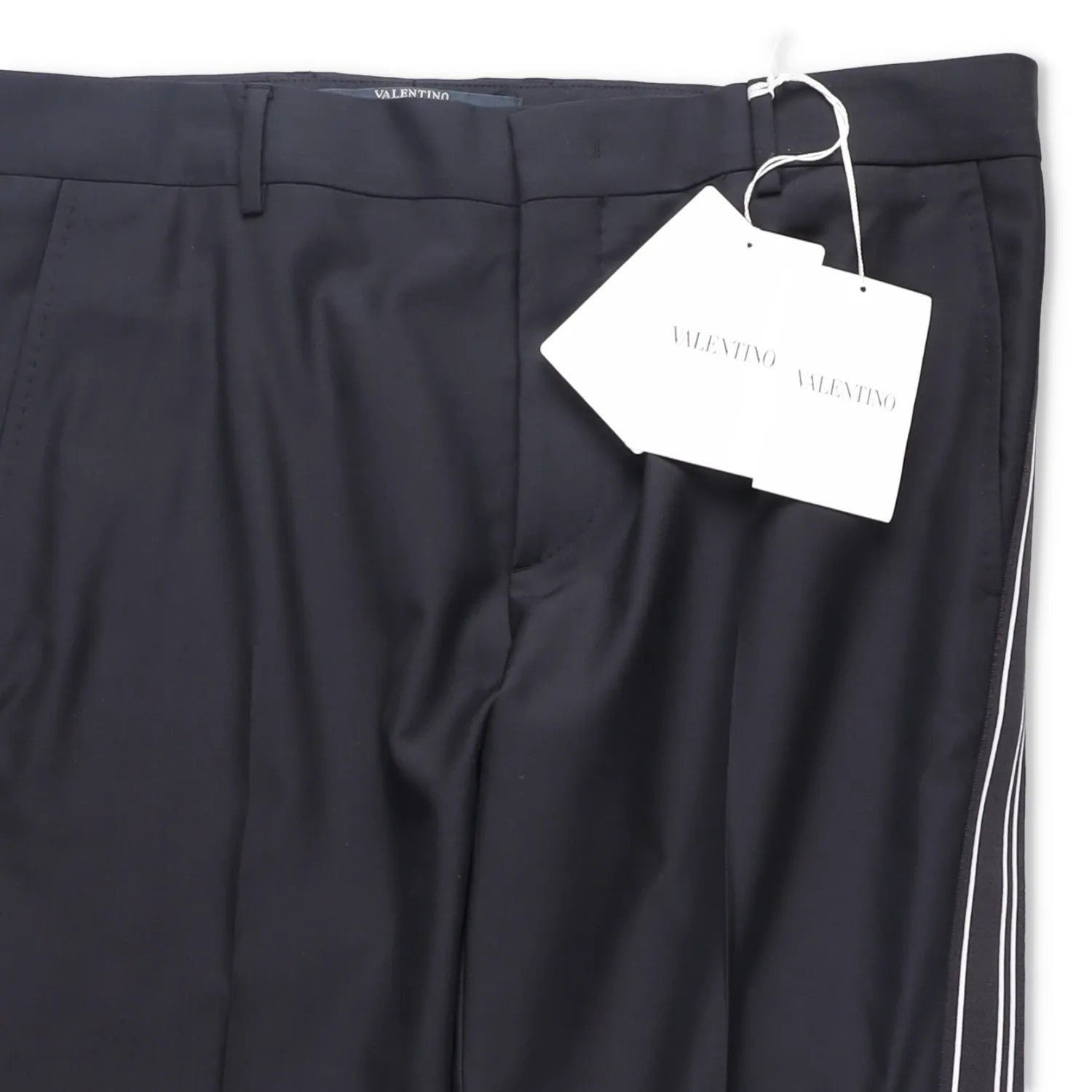 VALENTINO Mens Chino Trousers Black Wool Blend White Striped Size 54 RRP 385 — View 5