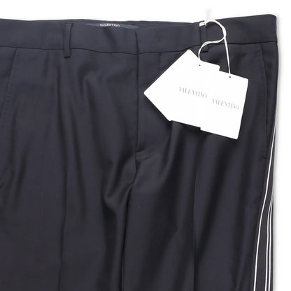 VALENTINO Mens Chino Trousers Black Wool Blend White Striped Size 54 RRP 385 — View 5