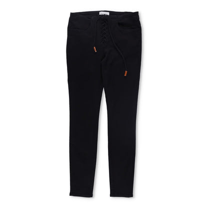 FRAME Womens Trousers Mid Rise Lace Up Skinny Black Cotton Blend Size 28 RRP 150
