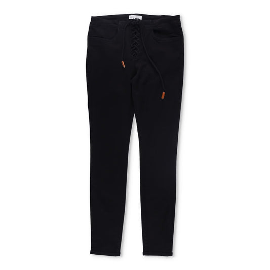 FRAME Womens Trousers Mid Rise Lace Up Skinny Black Cotton Blend Size 28 RRP 150