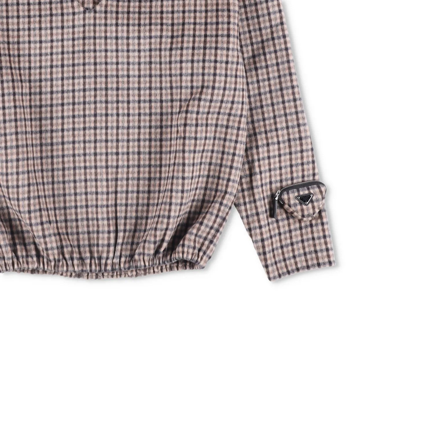 PRADA Womens Blouse V-Neck Long Sleece Check Pattern Brown Size 42 RRP 2830 — View 4