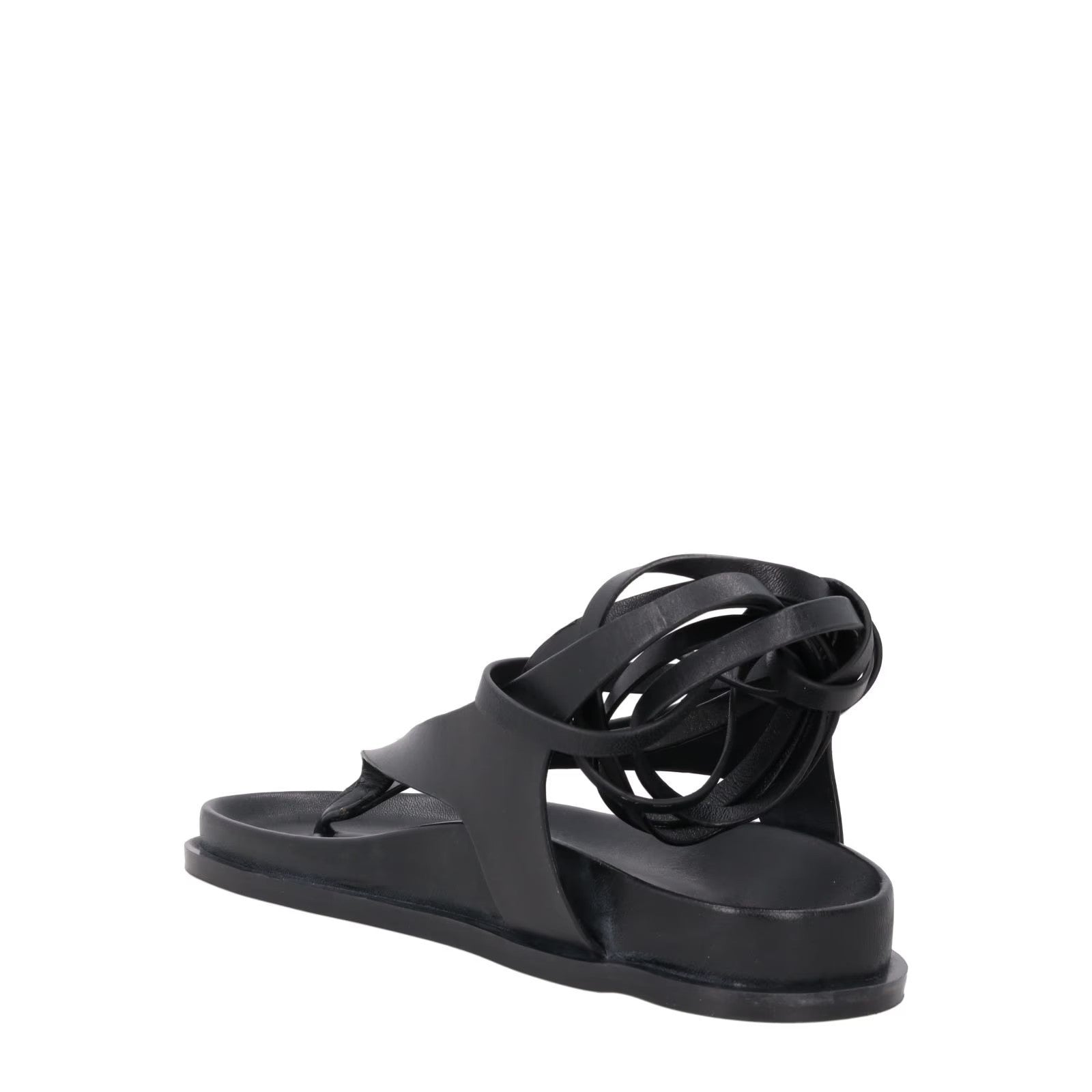 AEMERY Womens Shel Flat Thong Sandal Leather Black Ankle Tie Comfort UK 4 RRP157 — View 5