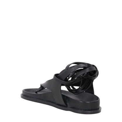 AEMERY Womens Shel Flat Thong Sandal Leather Black Ankle Tie Comfort UK 4 RRP157 — View 5
