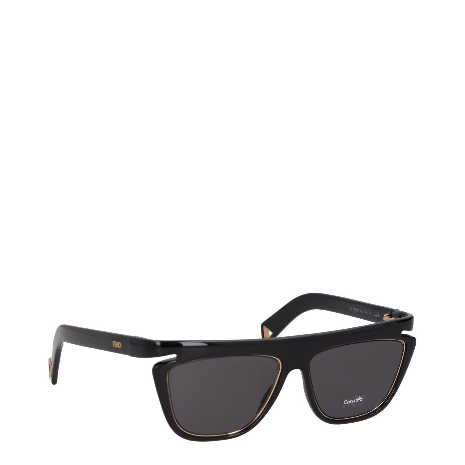 FENDI Womens Square Sunglasses Black Acrylic Frame and Lens One Size RRP 400