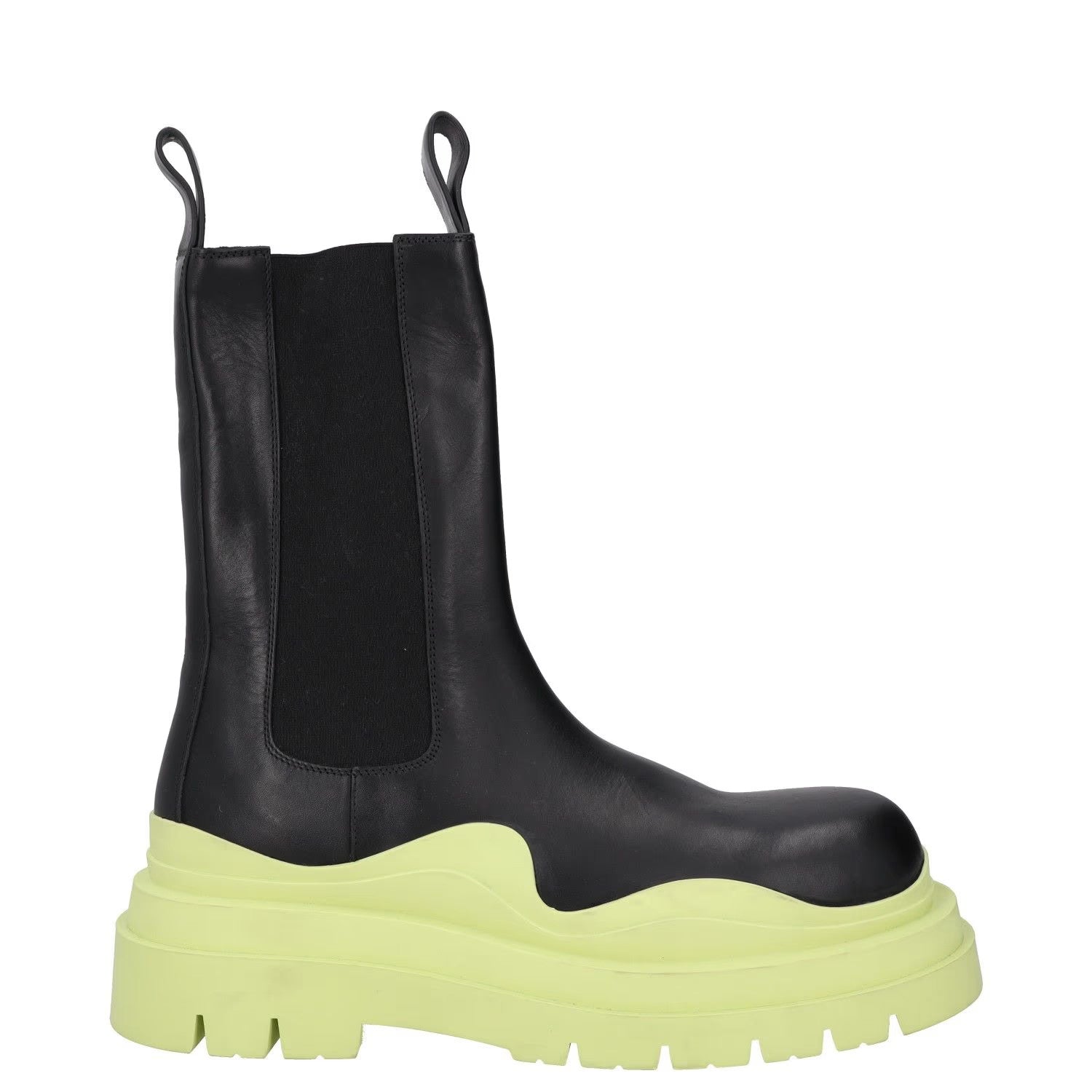 BOTTEGA VENETA Mens Chelsea Boots Black Yellow Leather High Ankle UK 11 RRP 1090