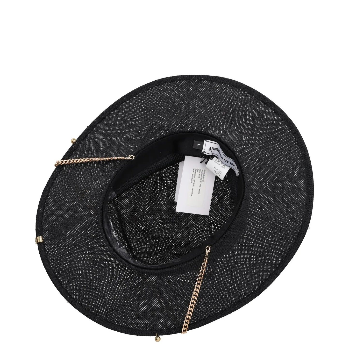 RUSLAN BAGINSKIY Womens Chain Strap Fedora Hat Black Chain Strap Size L RRP 363 — View 8