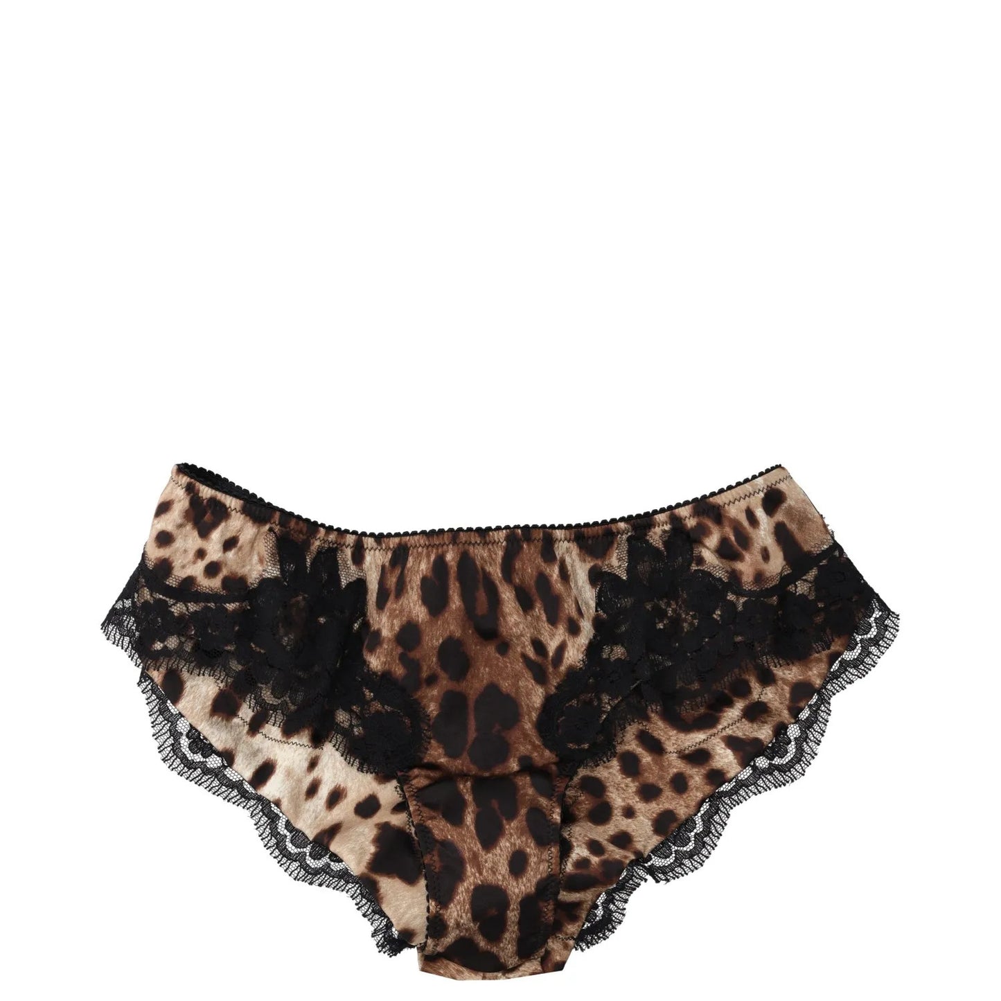 DOLCE & GABBANA Womens Brief Leopard Print Lace Inserts Knickers Brown XS RRP235 — View 2