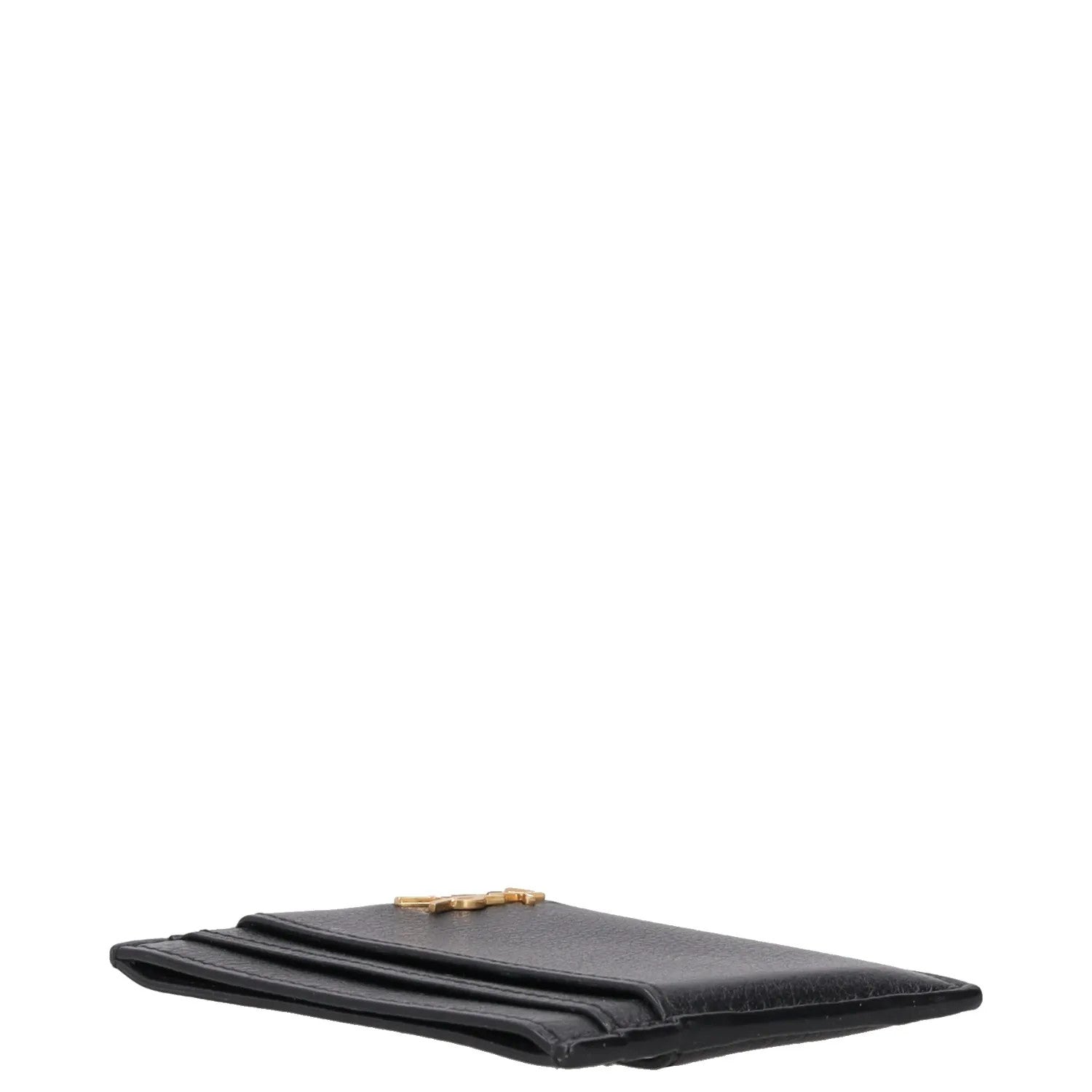 SAINT LAURENT Womens Tiny Monogramme Card Holder Black Gold One Size RRP 190 — View 2