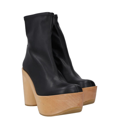 BURBERRY Womens Boots Black Leather Zip Closure Block Heel UK 7 RRP 1190 — View 6